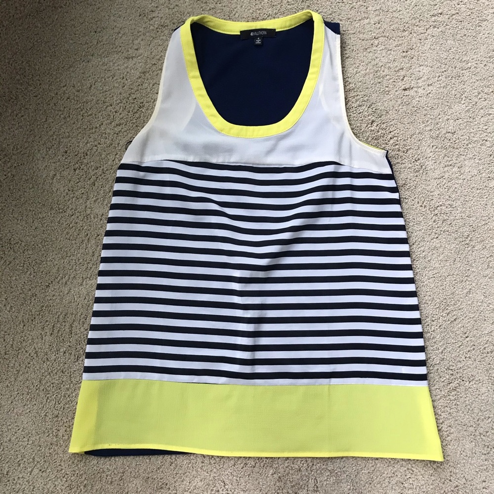 41hawthorn striped crepe racer back style tank